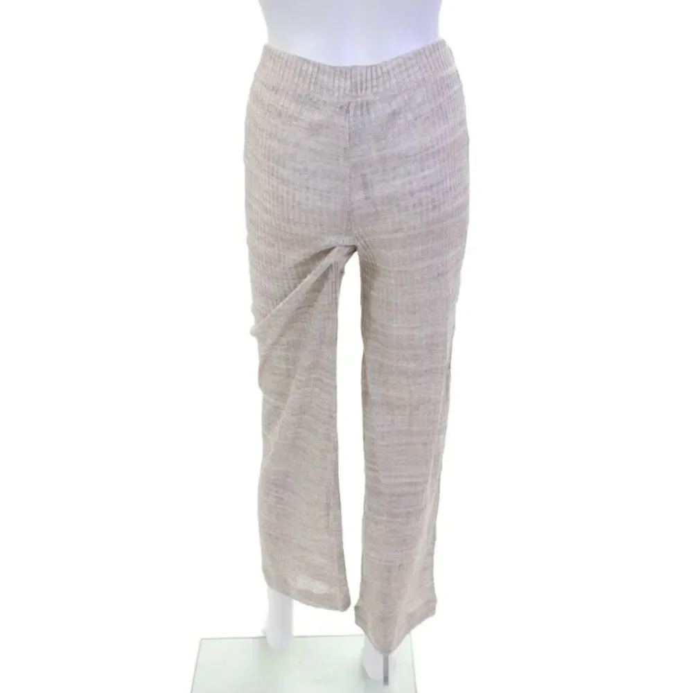 Something Navy Women's Pull-On Ribbed Straight Leg Pants Beige Size XXS